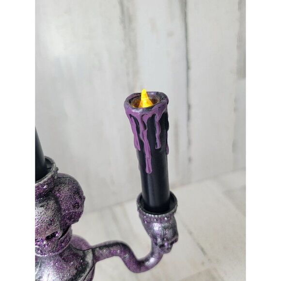 Halloween glitter light up purple Candlestick home decor - Picture 4 of 7